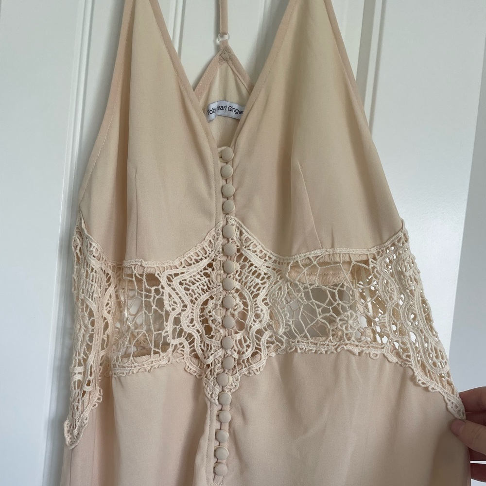 Pale Yellow Maxi Dress w/ crochet and buttons